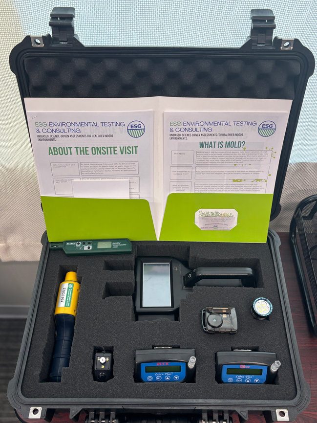 Open air sampling kit with spore trap cassettes used by ESG technicians
