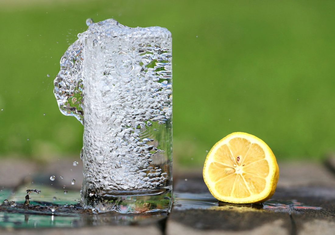 Glass of clean drinking water poured from a tested private well in North Carolina